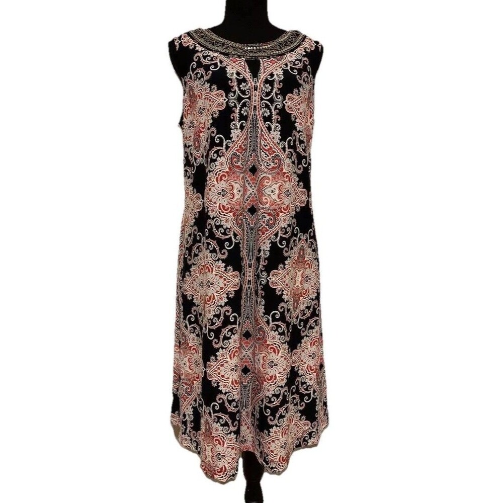 Roz & Ali Shift Dress Size 10 Stretch Sleeveless Knee Length